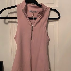 Pink bodysuit with zip